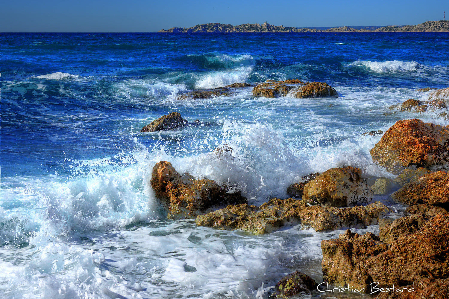 Impression photo Vagues sur les roches