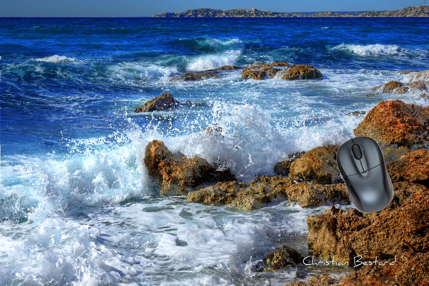 Tapis de souris Vagues sur rochers